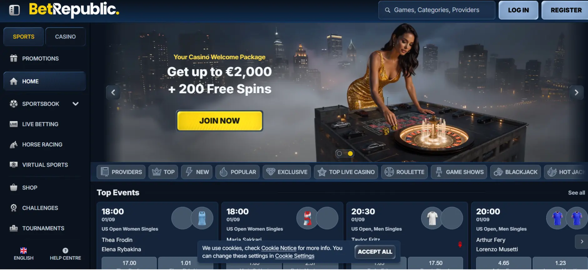 BetRepublic Casino Screen