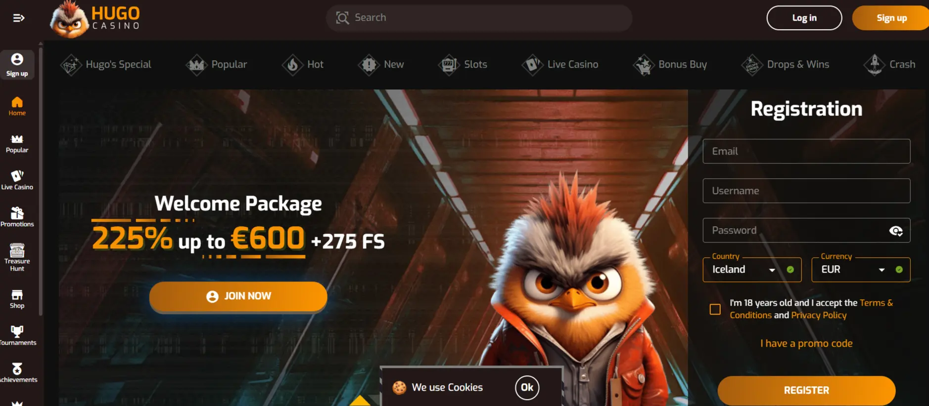 Hugo Casino Screen