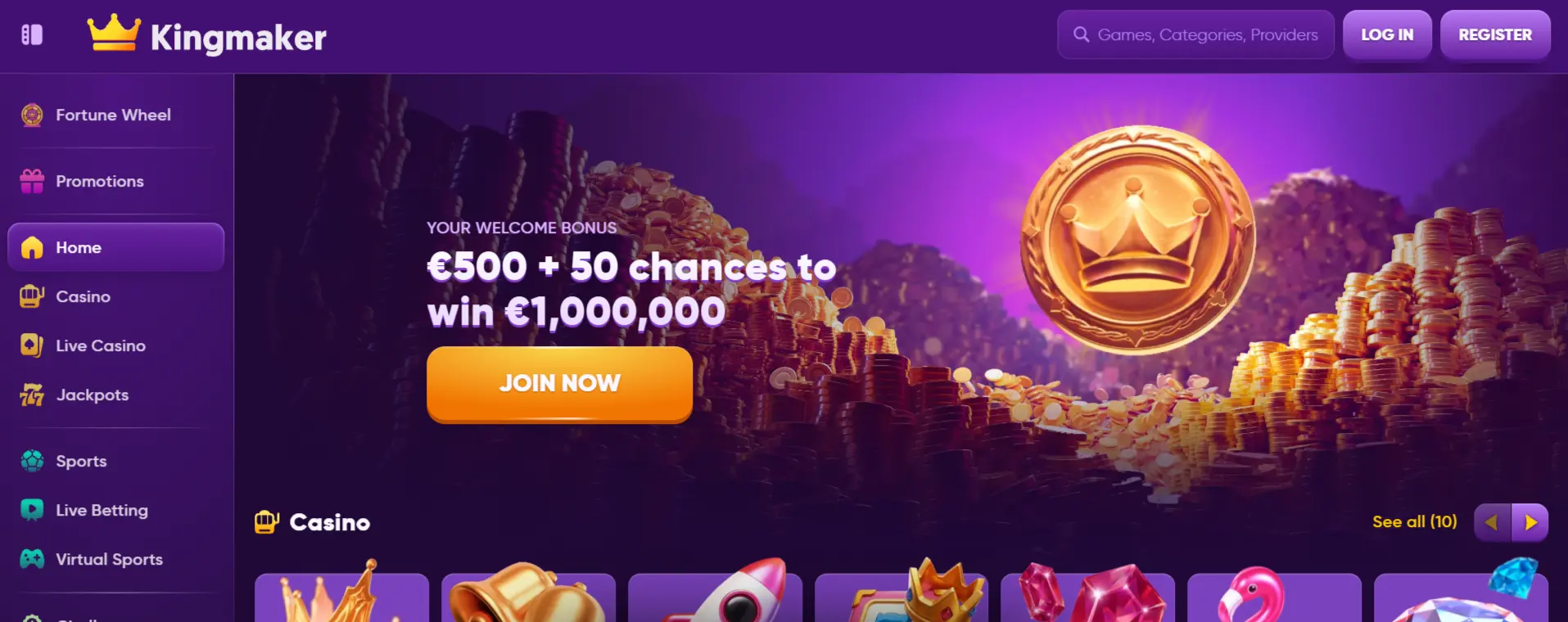 Kingmaker Casino Screen
