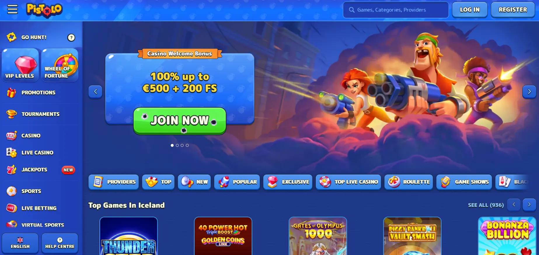 Pistolo Casino Screen